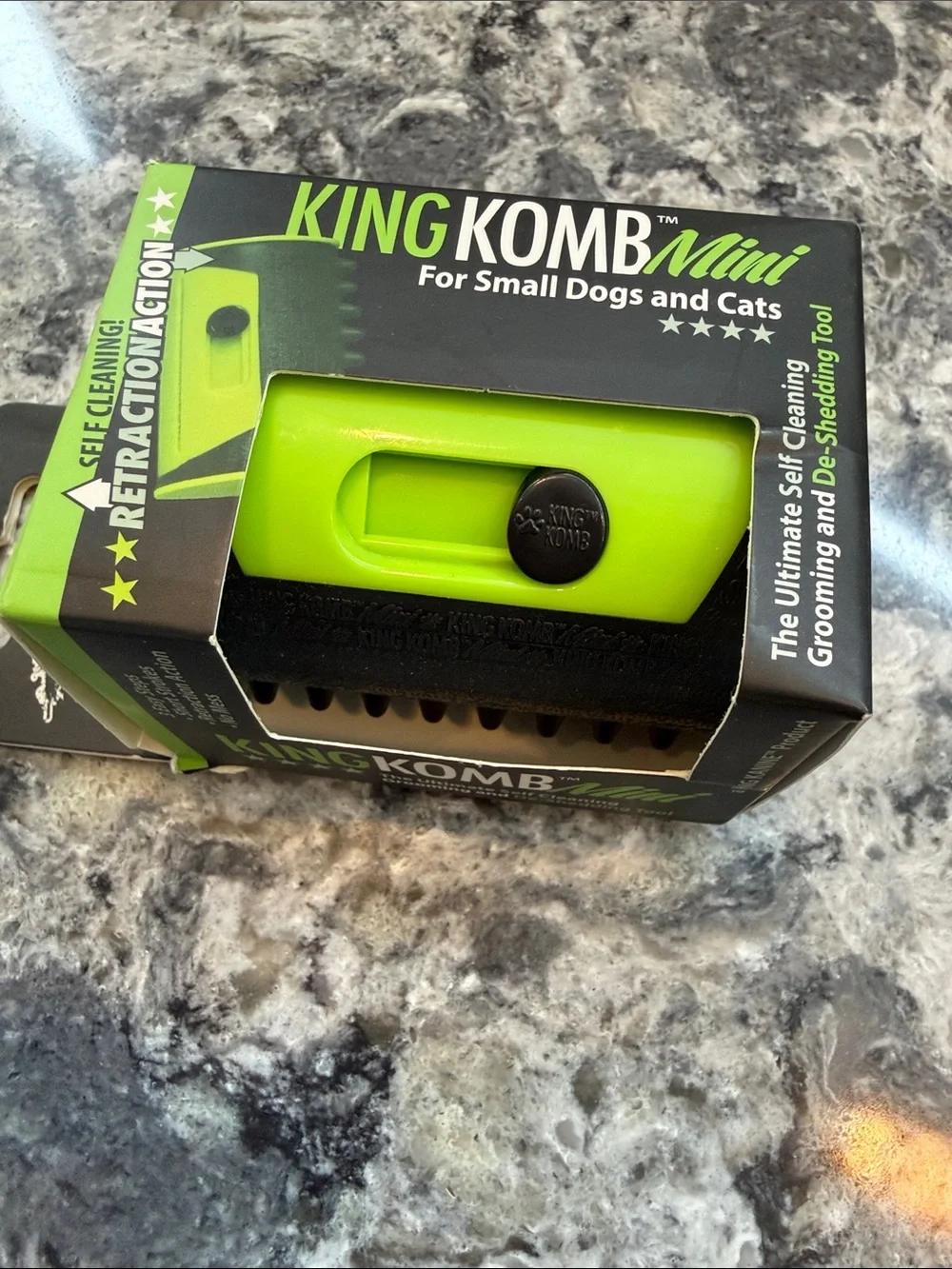 King Komb Mini Self-Cleaning Pet Grooming Tool - Bright Green